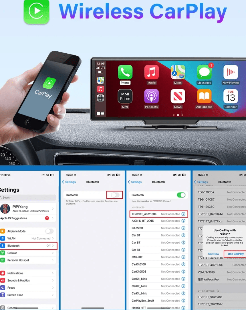 מסך חכם לרכב "10.26 - חווית נהיגה חכמה עם CarPlay אלחוטי ומצלמה קדמית! | מסך מולטימדיה לרכב | אוזו - שופ
