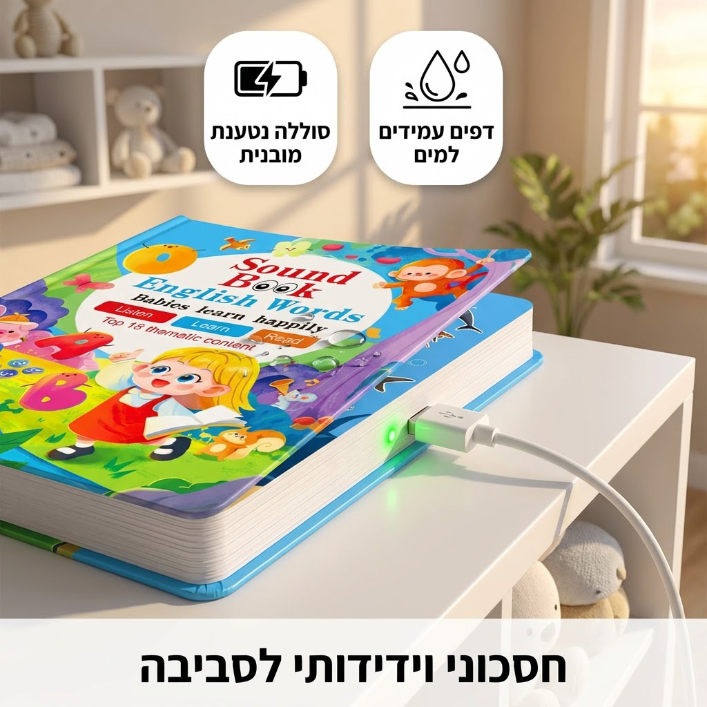 ספר לימוד אנגלית מגיל לידה עד גיל 8 | ספר לימוד אנגלית מלידה עד 8 | אוזו - שופ