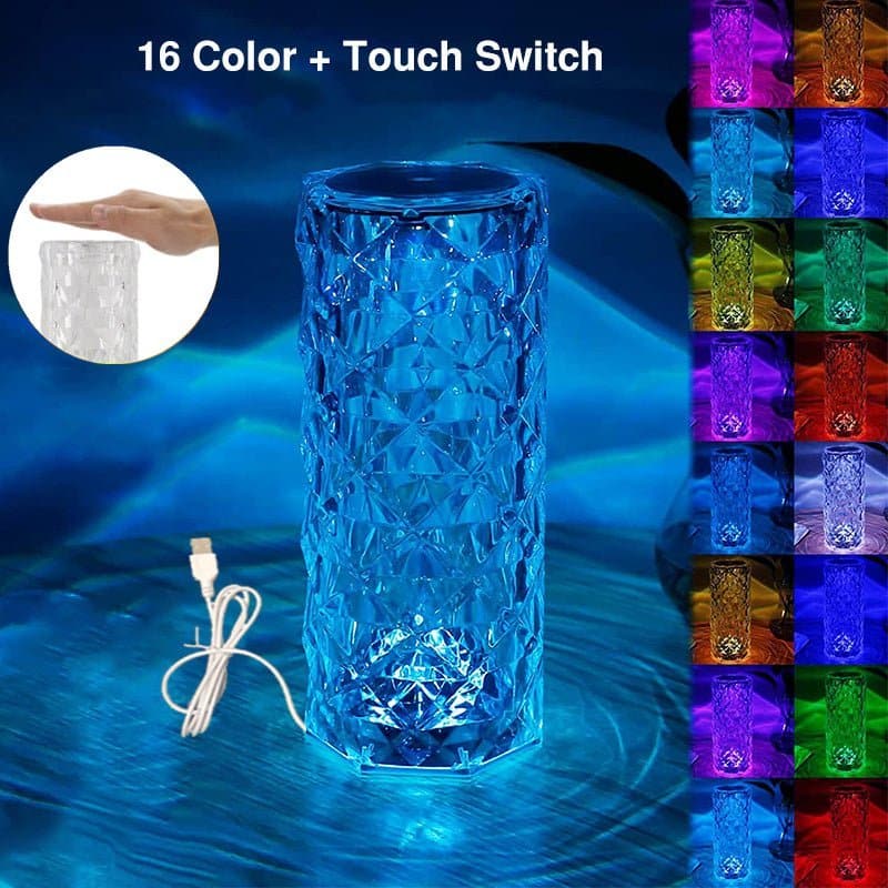 LuxeGlow מנורת שידה קריסטלית | Crystal Table Lamp | אוזו - שופ