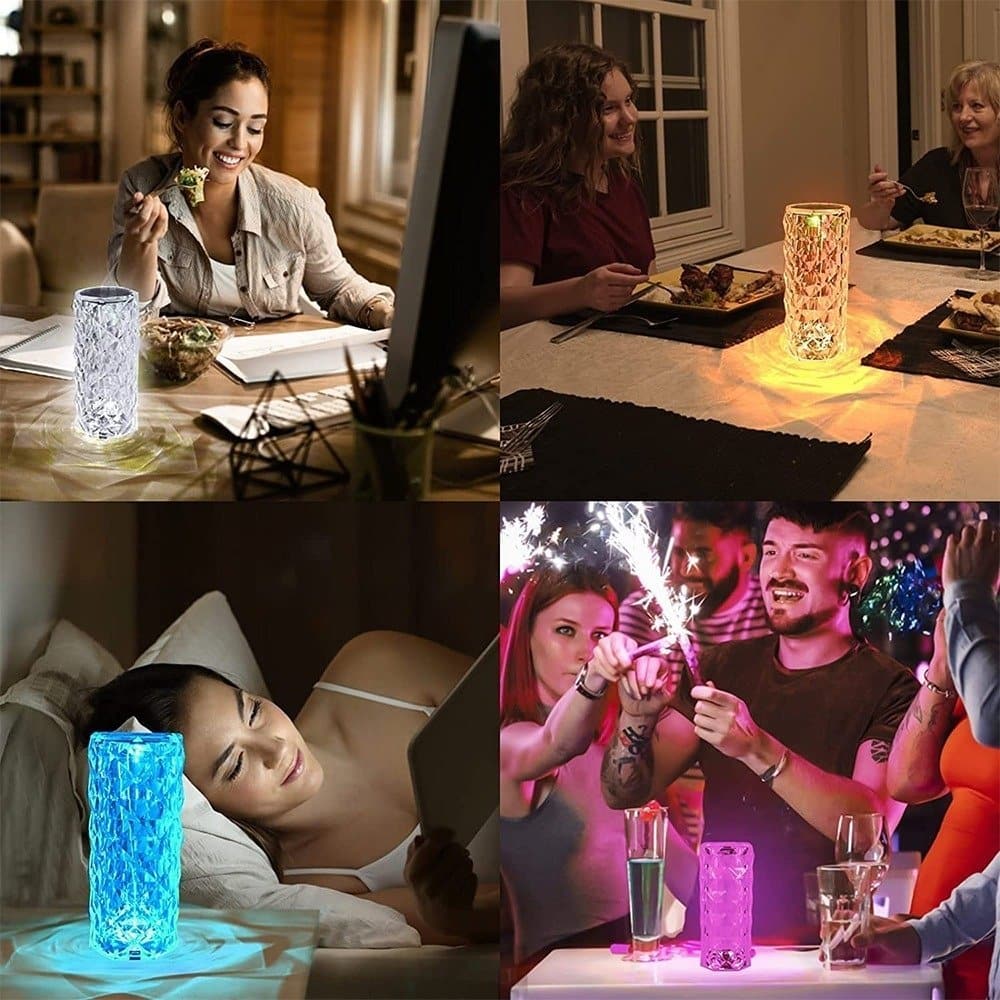 LuxeGlow מנורת שידה קריסטלית | Crystal Table Lamp | אוזו - שופ
