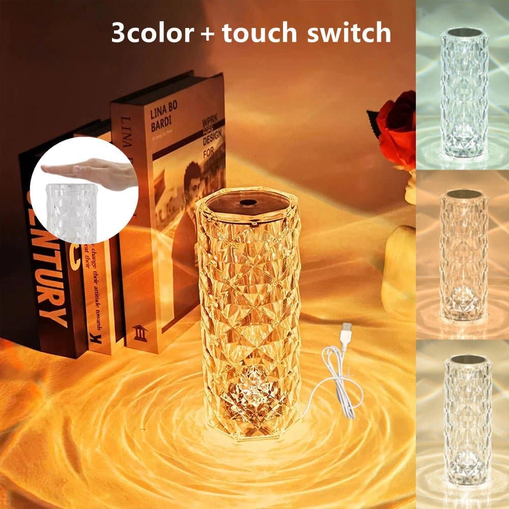 LuxeGlow מנורת שידה קריסטלית | Crystal Table Lamp | אוזו - שופ