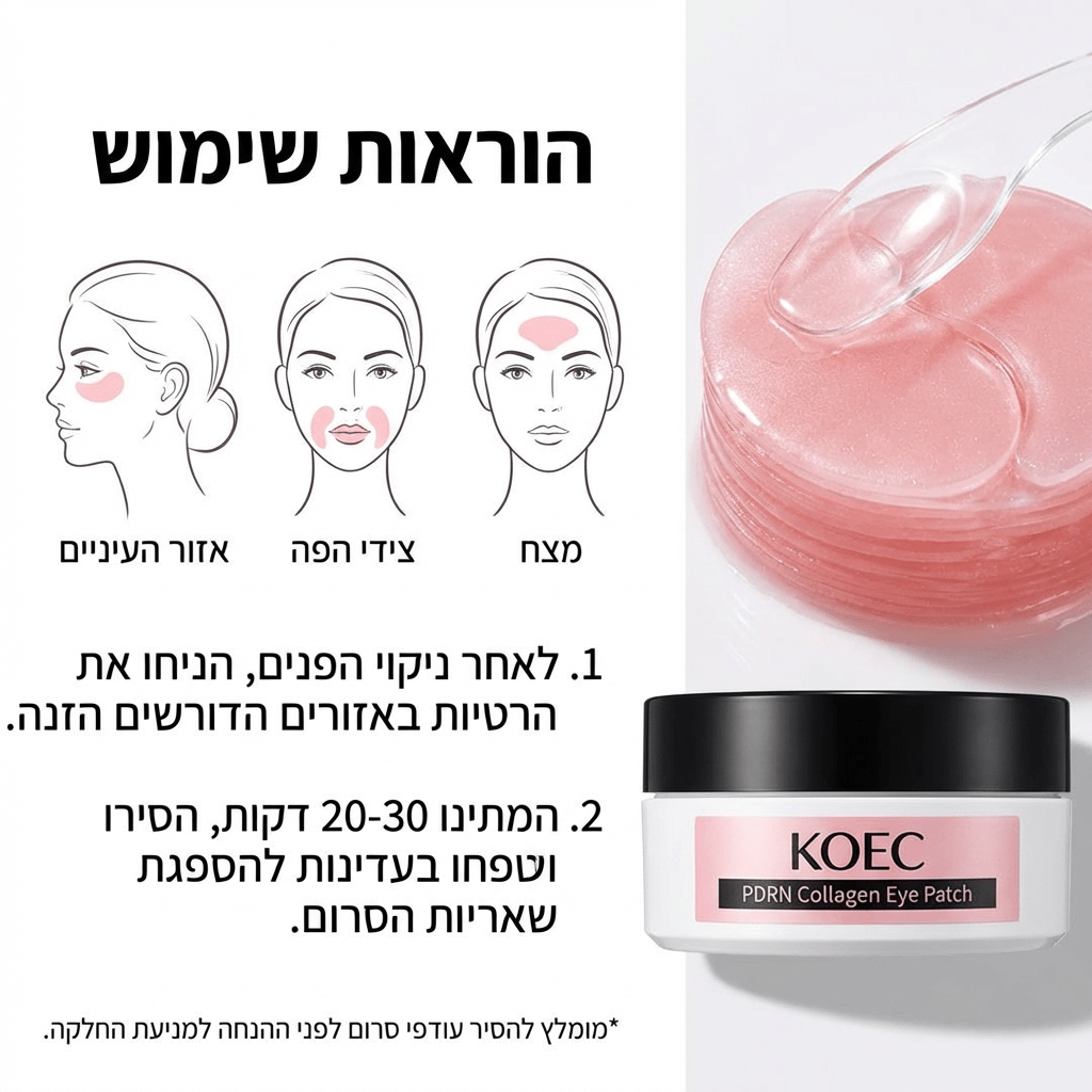 רטיות עיניים אנטי - אייג'ינג פרימיום – PDRN קולגן מועשר בוויטמינים | רטיות עיניים אנטי - אייג'ינג פרימיום – PDRN קולגן מועשר בוויטמינים | אוזו - שופ