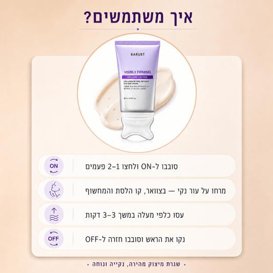 קרם גוואשה ממצק קולגן ורטינול (עם רולר מובנה) | 📦 קרם גוואשה ממצק קולגן ורטינול (עם רולר מובנה) | אוזו - שופ